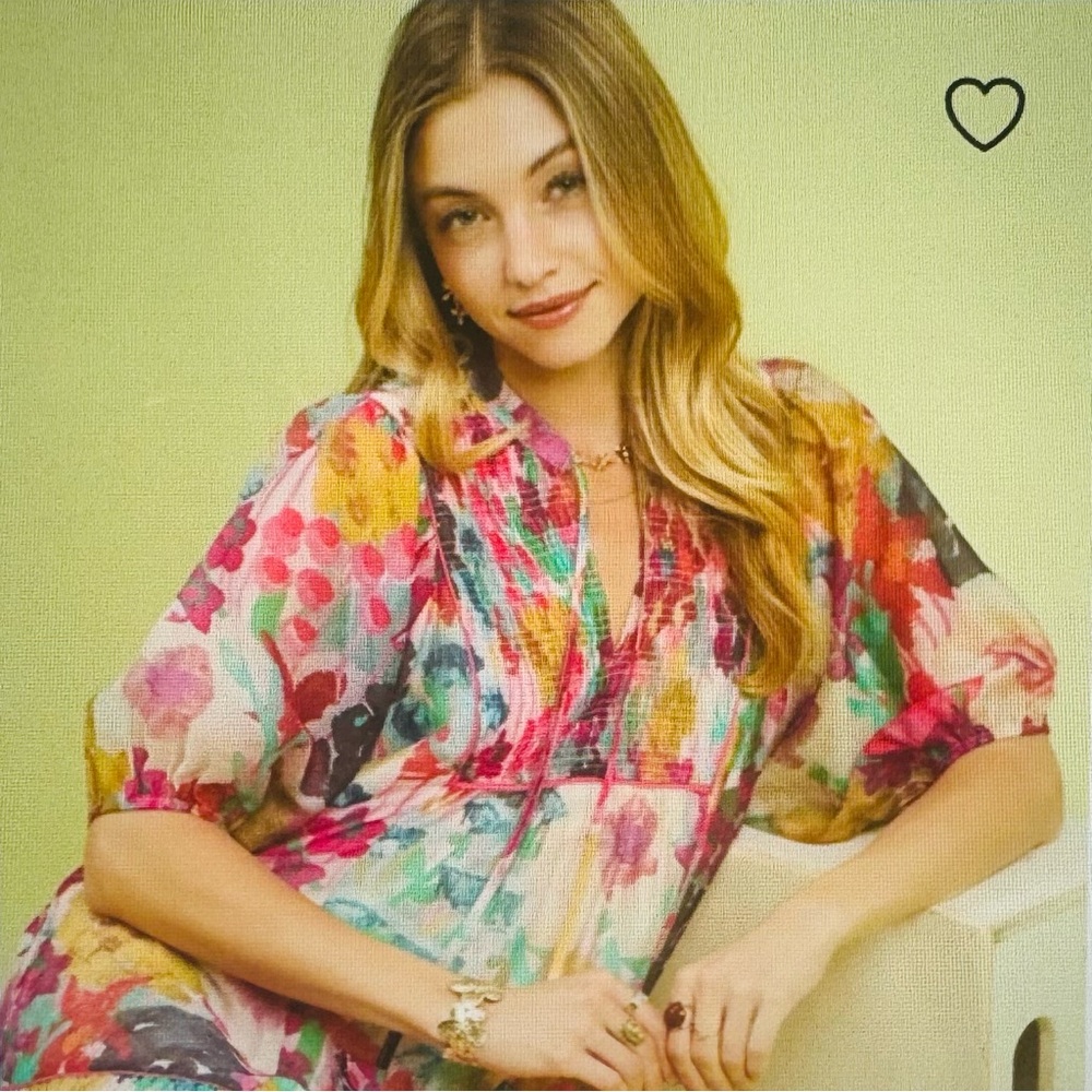 Abstract Colored Smocked Dress